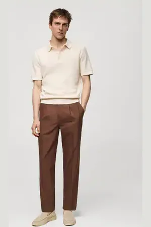 MANGO AN Pantalón lyocell algodón pinzas