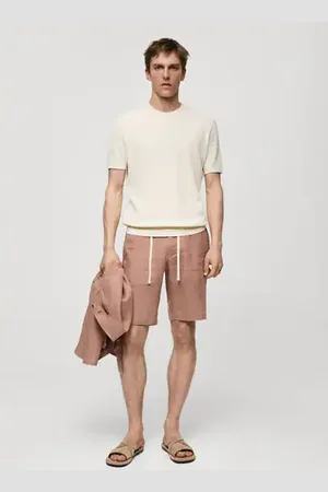 MANGO AN Bermudas % lino cordón