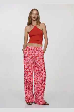 MANGO Top punto cuello halter