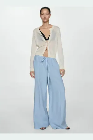 MANGO Pantalón lino wideleg