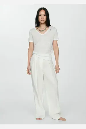 MANGO Camiseta lino manga corta