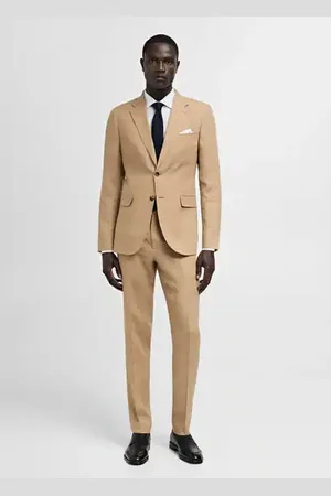 MANGO AN Pantalón traje slim fit % lino