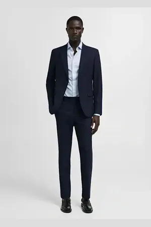 MANGO AN Camisa traje regular fit algodón rayas E