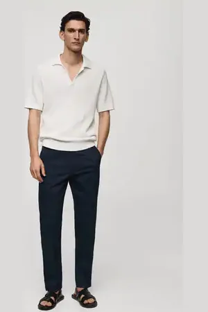 MANGO AN Pantalón regular fit algodón estructura