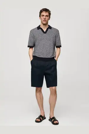 MANGO AN Bermudas % lino pinzas 4