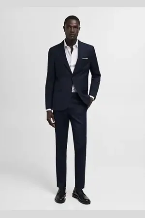 MANGO AN Americana traje slim fit tejido comfort stretch 42