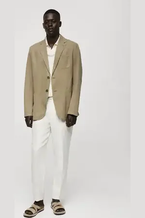 MANGO AN Americana lino algodón efecto lavado 6