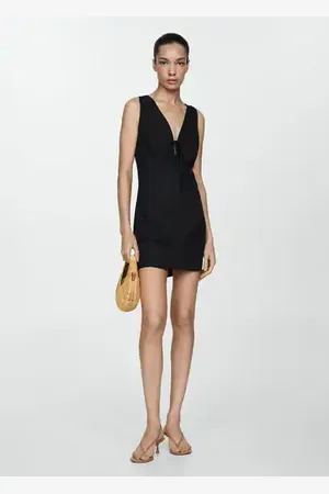 MANGO Vestido lino corto