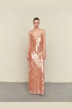 MANGO Vestido escotado lentejuelas lágrima