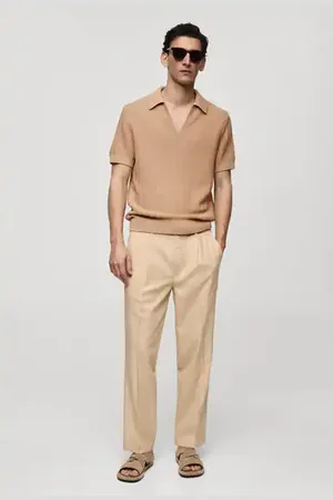 MANGO AN Polo algodón punto trenzado