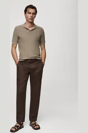 MANGO AN Polo algodón tencel punto trenzado