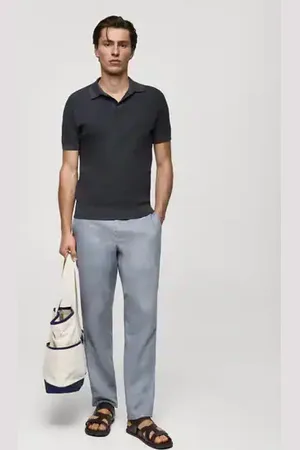 MANGO AN Polo algodón tencel punto trenzado E