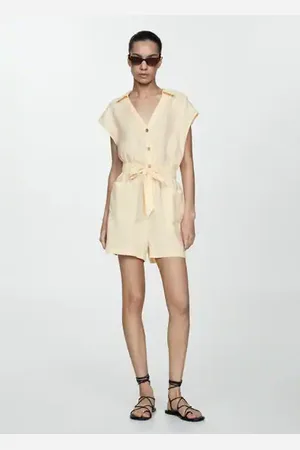 MANGO Ono lino corto lazo