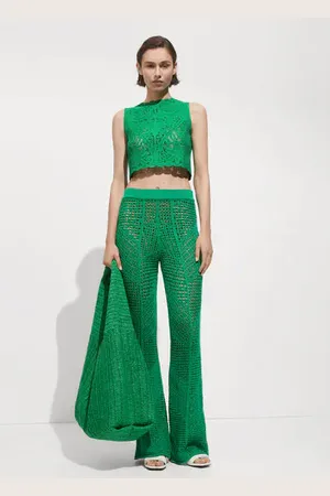 MANGO Top crochet flores