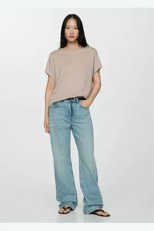 MANGO Camiseta lino manga corta
