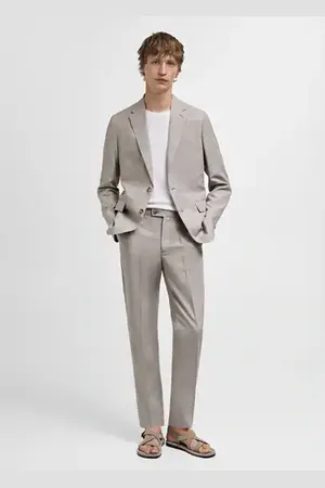 MANGO AN Pantalón traje slim fit mezcla lino 8