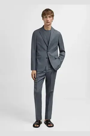 MANGO AN Americana traje slim fit mezcla lino 46