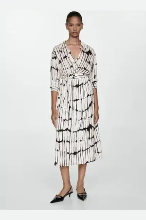 MANGO Vestido camisero estampado