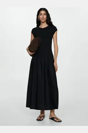 MANGO Vestido evasé combinado