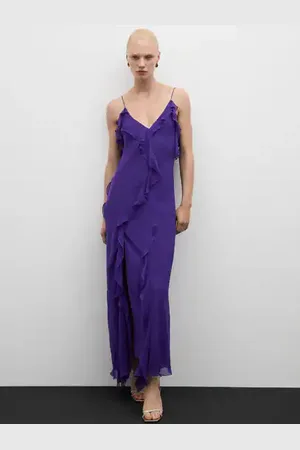 MANGO Vestido gasa volantes