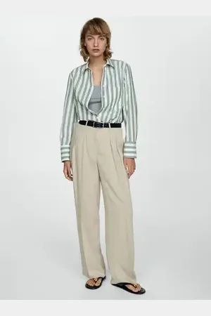 MANGO Camisa algodón rayas CH