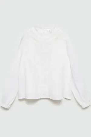 MANGO KIDS Blusa algodón bordados