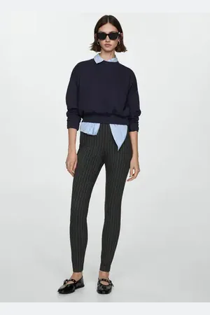 MANGO Leggings tiro alto rayas