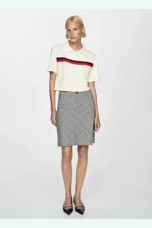 MANGO Polo crop detalle rayas