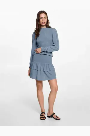 MANGO TEEN Falda fruncida volantes