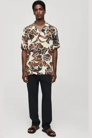 MANGO AN Camisa regular fit fluída estampada