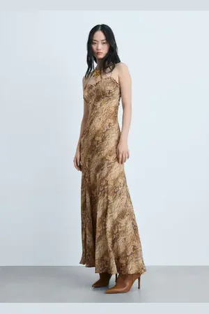 MANGO Vestido gasa animal print