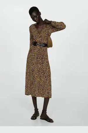 MANGO Vestido largo leopardo CH