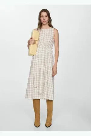 MANGO Vestido midi estampado cuadros E