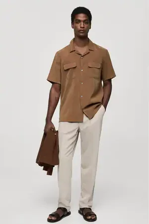 MANGO AN Camisa regular fit bolsillos