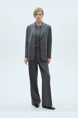 MANGO Pantalón traje raya diplomática