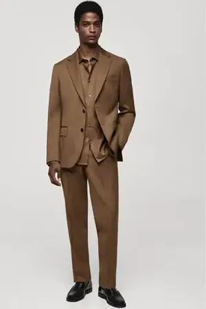 MANGO AN Pantalón traje slim fit % lana virgen 2