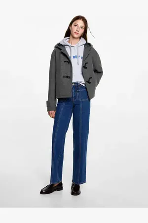 MANGO TEEN Abrigo capucha lana alamares CH
