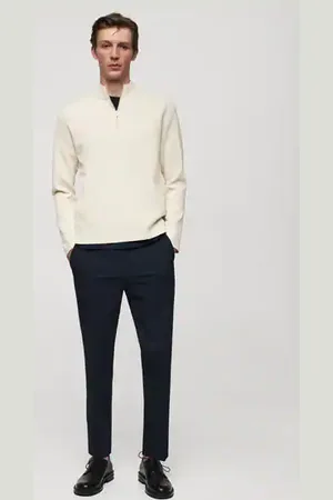 MANGO AN Jersey punto medio cuello perkins cremallera E