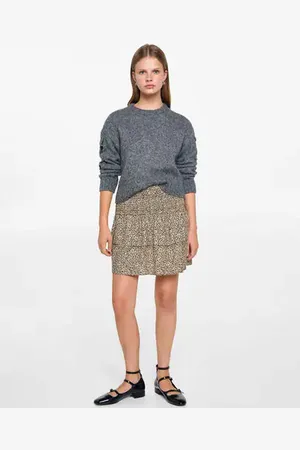 MANGO TEEN Falda volantes leopardo