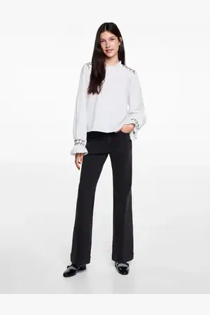 MANGO TEEN Blusa bordados fruncidos