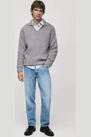 MANGO AN Jersey cuello polo trenzado E