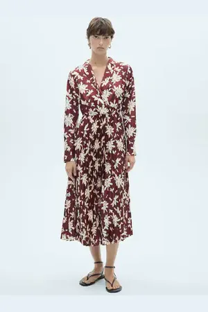 MANGO Vestido plisado estampado CH