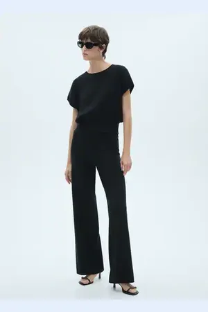 MANGO Pantalón wideleg punto fino CH