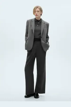 MANGO Pantalón pinzas wideleg
