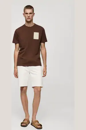 MANGO AN Camiseta % algodón estampado pecho