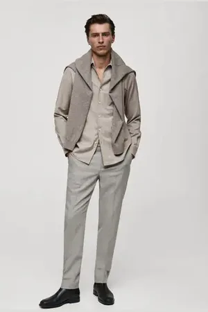 MANGO AN Camisa % lana bolsillo
