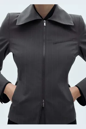 MANGO Chaqueta rayas doble cremallera