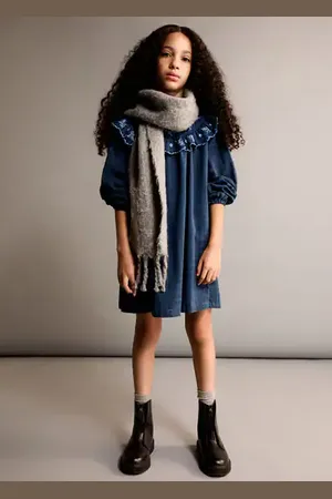 MANGO KIDS Vestido cuadros detalle bordado