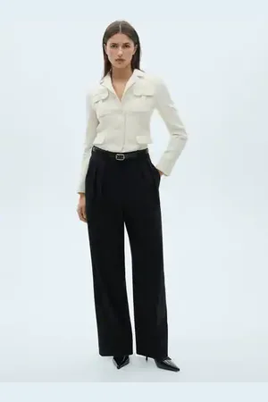 MANGO Pantalón pinzas wideleg