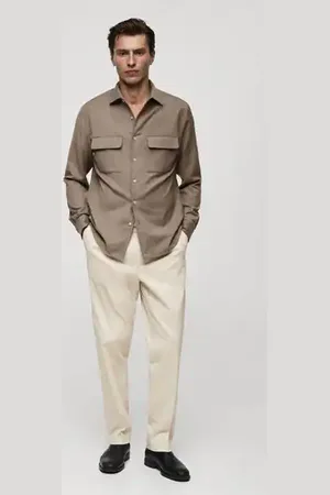 MANGO AN Camisa % lana bolsillos CH